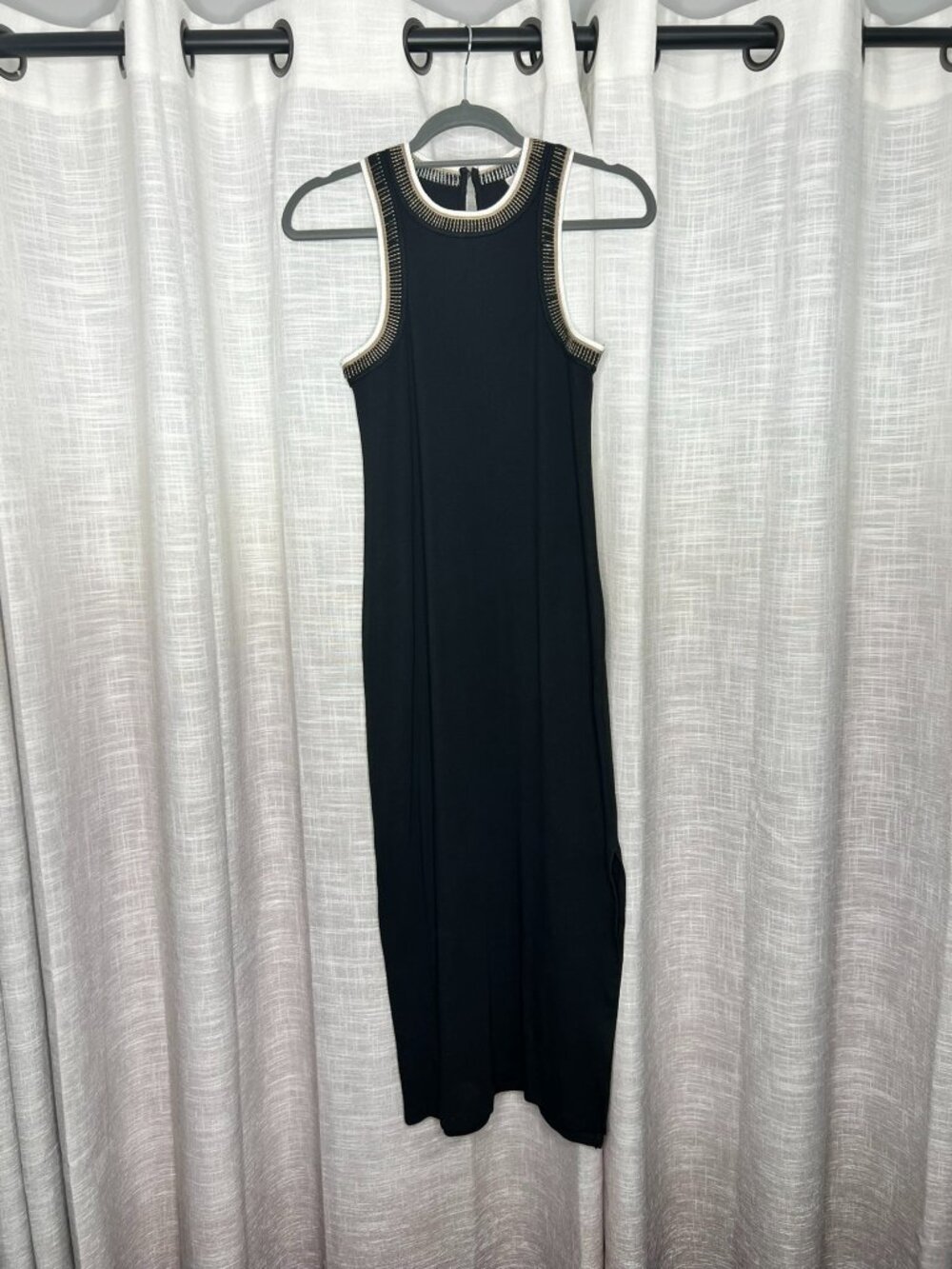 Loft Black, Brown, and White Patterned Dress
